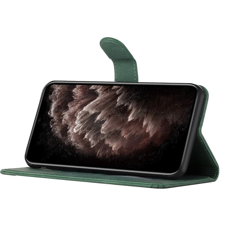 YX0010 Series for Motorola Moto G55 5G Wallet Case Rhombus Lines Leather Phone Cover - Blackish Green