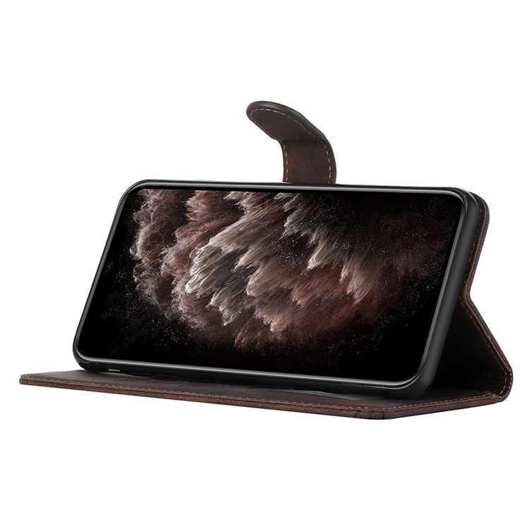 YX0010 Series for Motorola Moto G55 5G Wallet Case Rhombus Lines Leather Phone Cover - Coffee