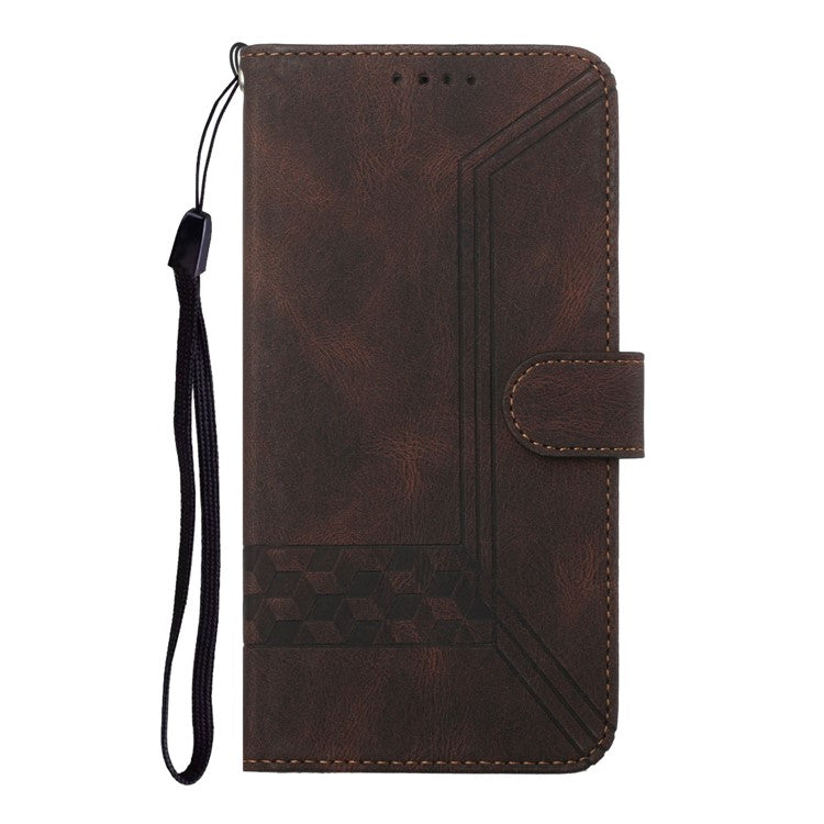 YX0010 Series for Motorola Moto G55 5G Wallet Case Rhombus Lines Leather Phone Cover - Coffee