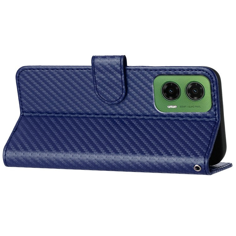 YX0070 For Motorola Moto G35 5G Wallet Case Carbon Fiber Texture Leather Cell Accessories Phone Cover - Sapphire