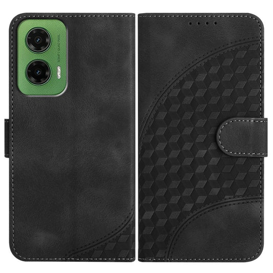 YX0060 For Motorola Moto G35 5G Case Elephant Head Pattern Leather Phone Cover - Black