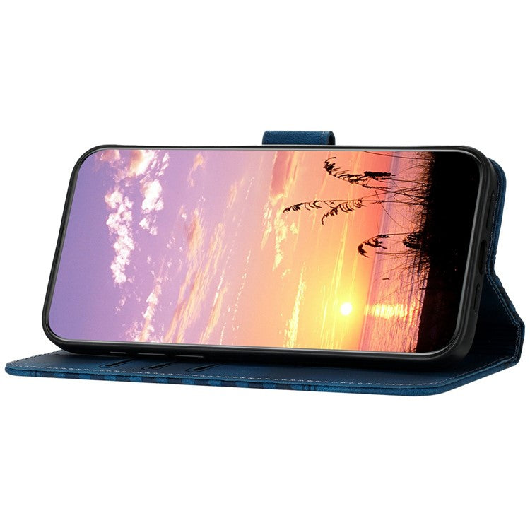 YX0060 For Motorola Moto G35 5G Case Elephant Head Pattern Leather Phone Cover - Sapphire
