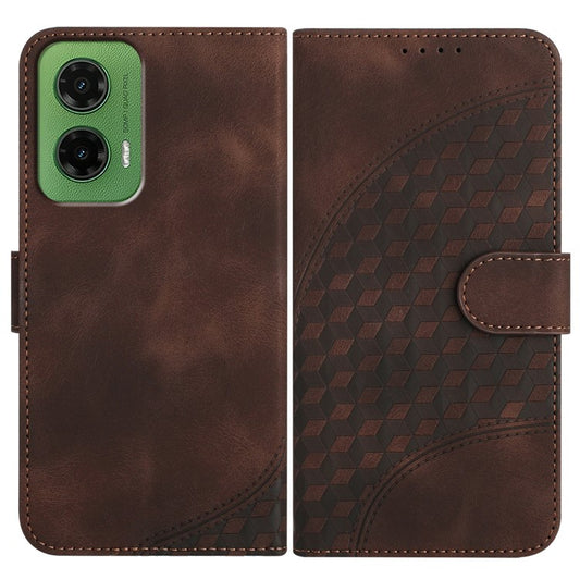 YX0060 For Motorola Moto G35 5G Case Elephant Head Pattern Leather Phone Cover - Coffee
