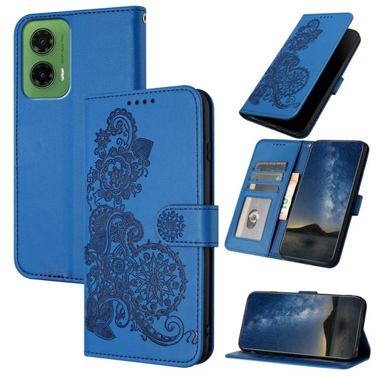 YX0050 For Motorola Moto G35 5G Case Mandala Flower Leather Wallet Phone Cover - Sapphire