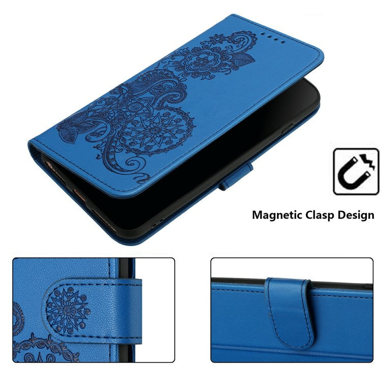 YX0050 For Motorola Moto G35 5G Case Mandala Flower Leather Wallet Phone Cover - Sapphire