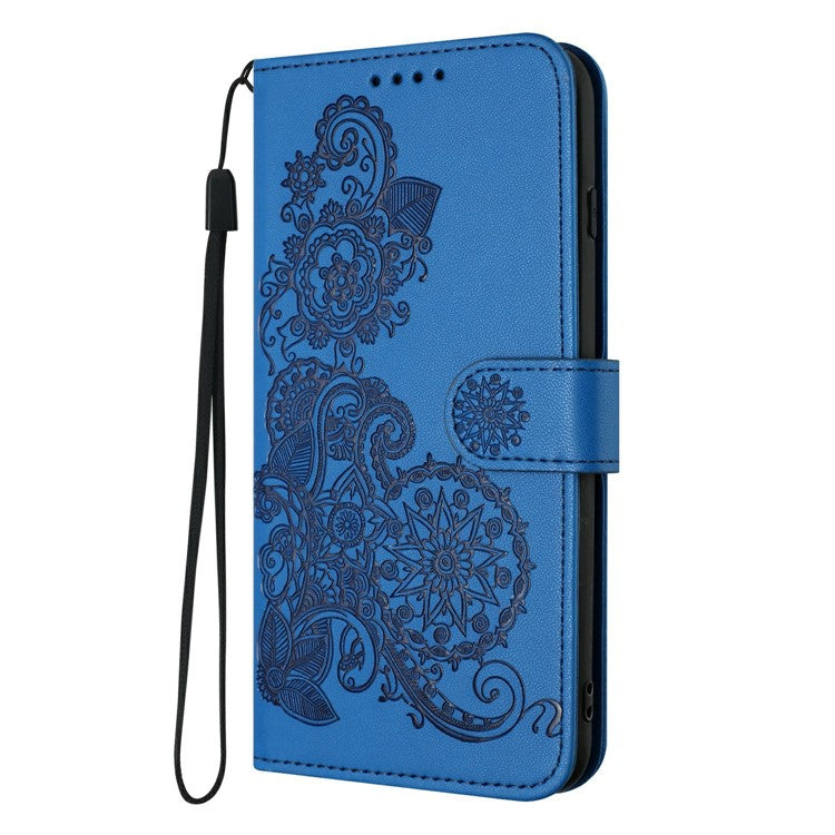 YX0050 For Motorola Moto G35 5G Case Mandala Flower Leather Wallet Phone Cover - Sapphire