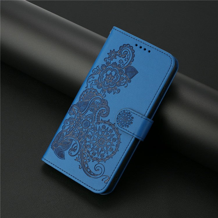 YX0050 For Motorola Moto G35 5G Case Mandala Flower Leather Wallet Phone Cover - Sapphire