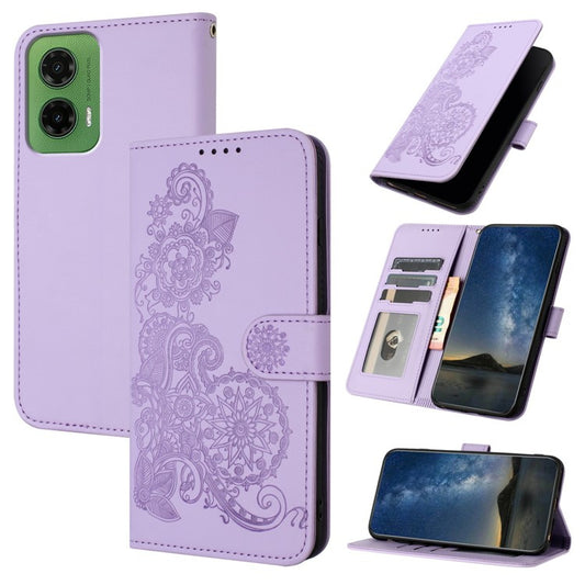 YX0050 For Motorola Moto G35 5G Case Mandala Flower Leather Wallet Phone Cover - Purple