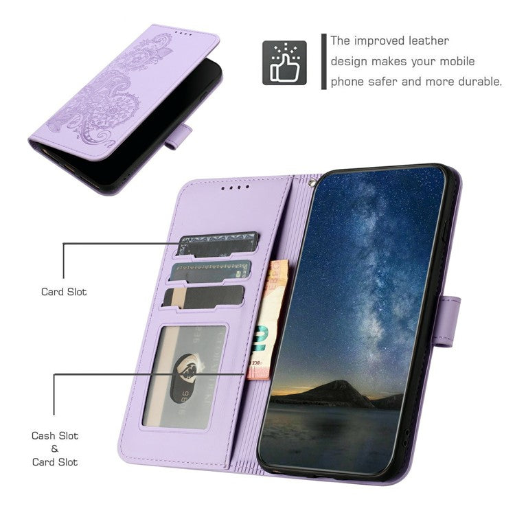YX0050 For Motorola Moto G35 5G Case Mandala Flower Leather Wallet Phone Cover - Purple