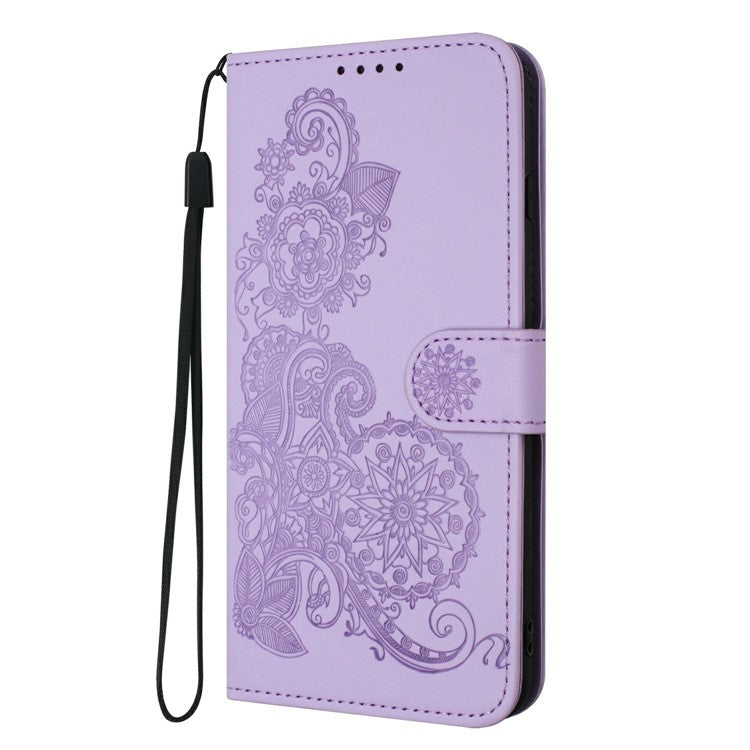 YX0050 For Motorola Moto G35 5G Case Mandala Flower Leather Wallet Phone Cover - Purple