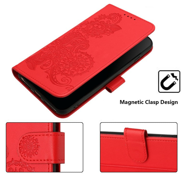 YX0050 For Motorola Moto G35 5G Case Mandala Flower Leather Wallet Phone Cover - Red