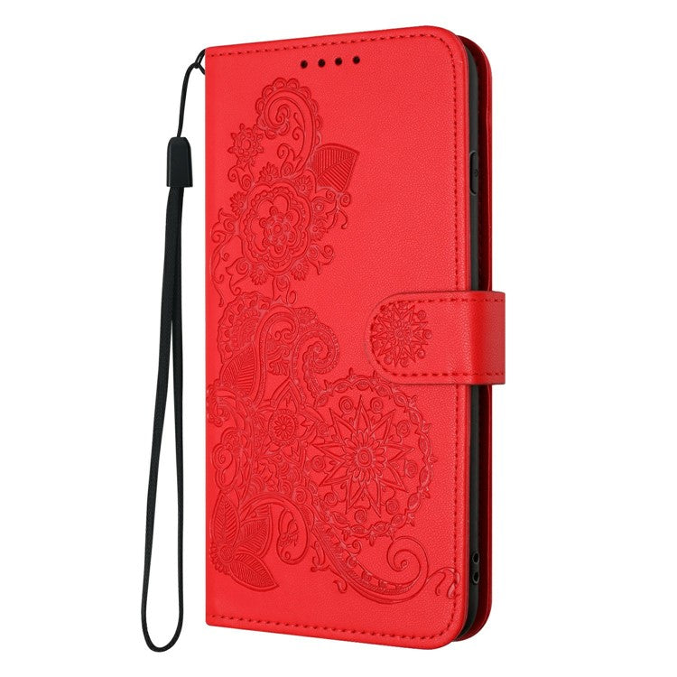 YX0050 For Motorola Moto G35 5G Case Mandala Flower Leather Wallet Phone Cover - Red