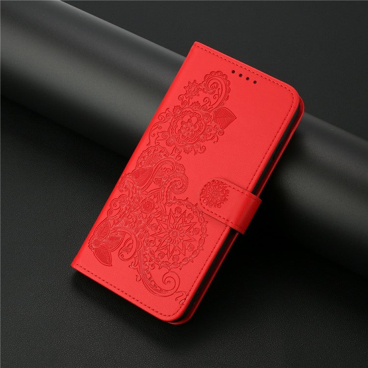 YX0050 For Motorola Moto G35 5G Case Mandala Flower Leather Wallet Phone Cover - Red