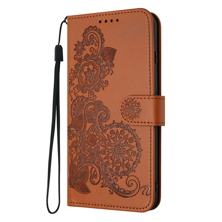YX0050 For Motorola Moto G35 5G Case Mandala Flower Leather Wallet Phone Cover - Coffee