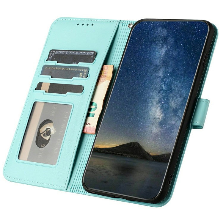 YX0050 For Motorola Moto G35 5G Case Mandala Flower Leather Wallet Phone Cover - Baby Blue