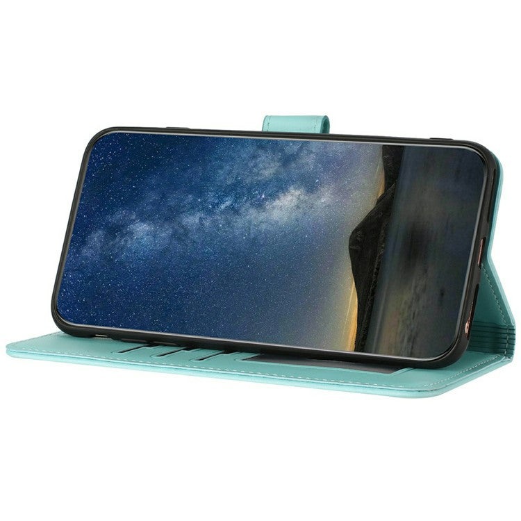 YX0050 For Motorola Moto G35 5G Case Mandala Flower Leather Wallet Phone Cover - Baby Blue