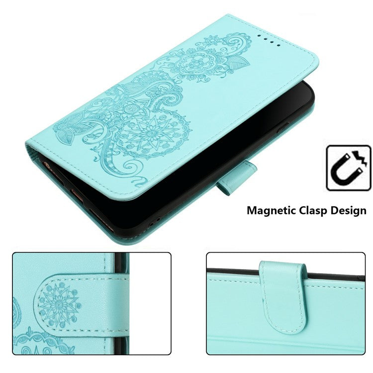 YX0050 For Motorola Moto G35 5G Case Mandala Flower Leather Wallet Phone Cover - Baby Blue
