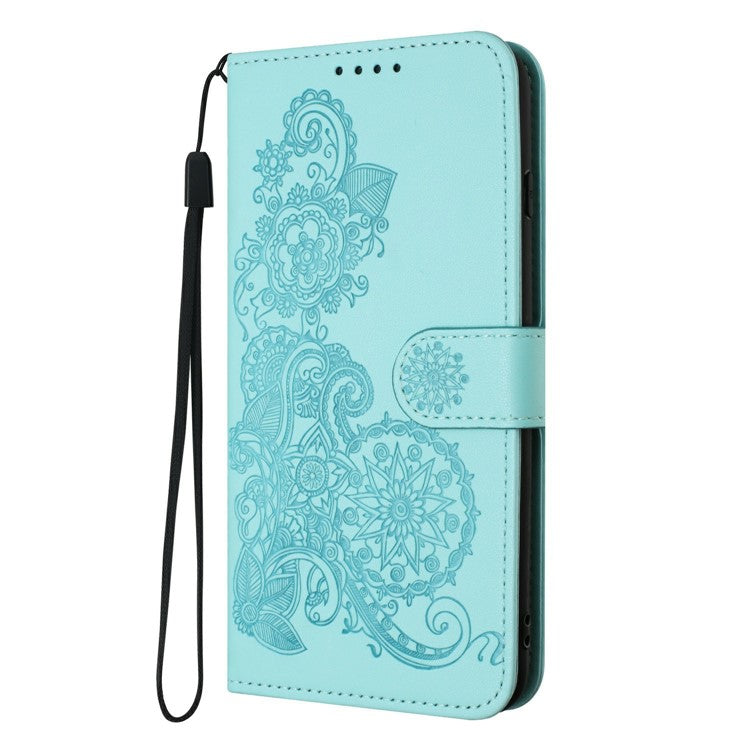 YX0050 For Motorola Moto G35 5G Case Mandala Flower Leather Wallet Phone Cover - Baby Blue