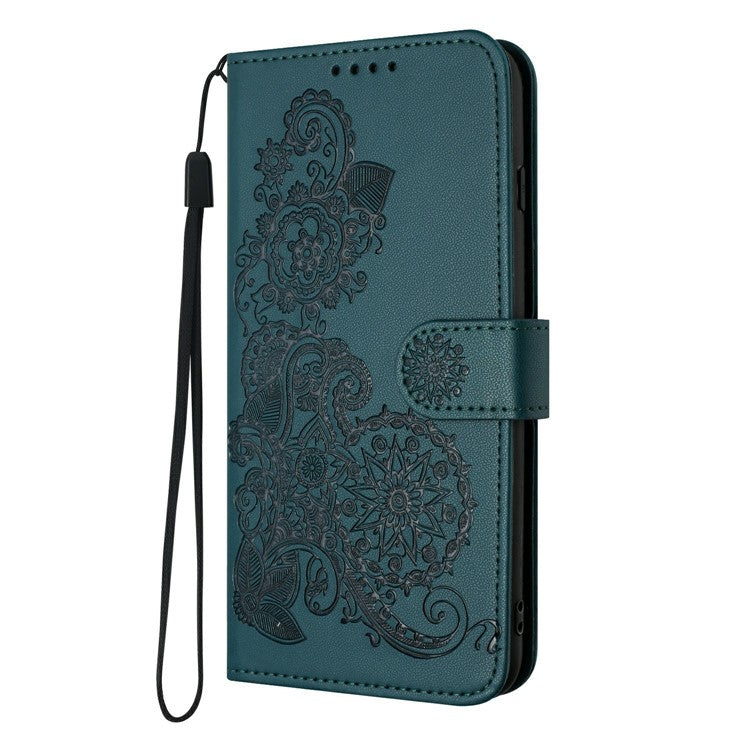 YX0050 For Motorola Moto G35 5G Case Mandala Flower Leather Wallet Phone Cover - Blackish Green