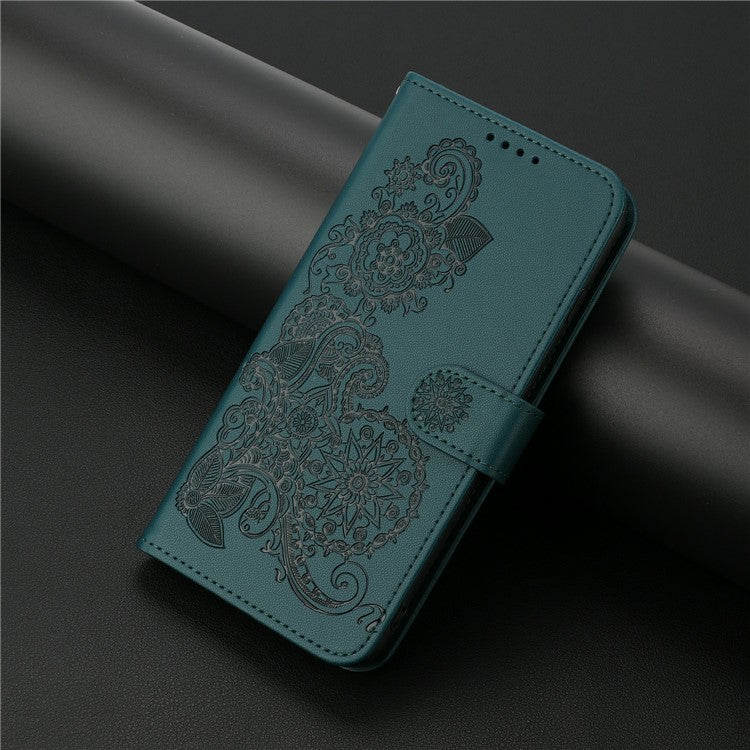 YX0050 For Motorola Moto G35 5G Case Mandala Flower Leather Wallet Phone Cover - Blackish Green