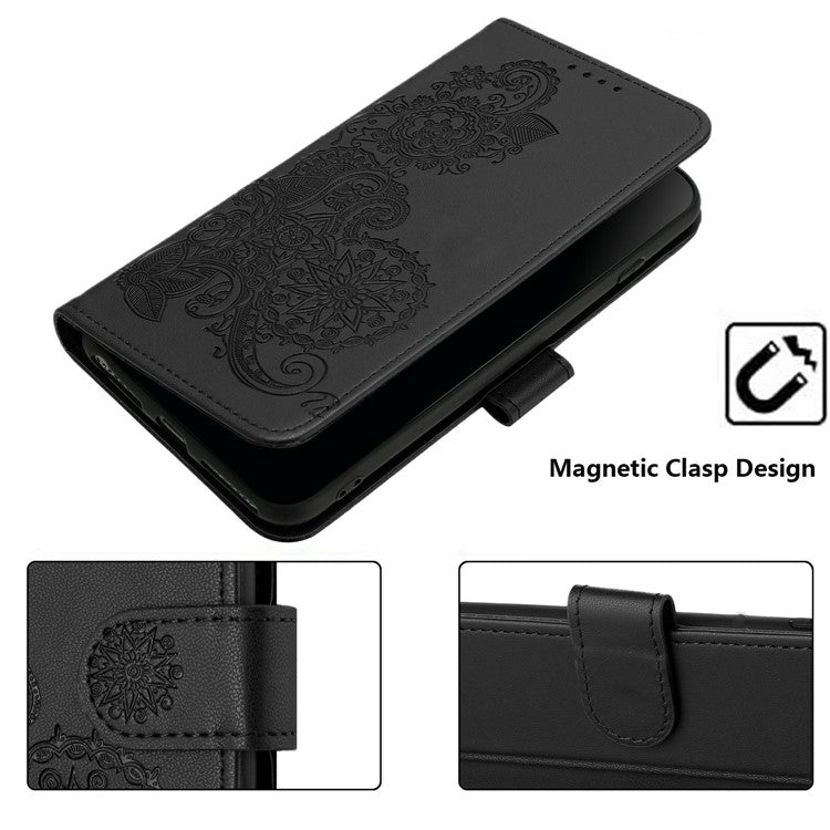 YX0050 For Motorola Moto G35 5G Case Mandala Flower Leather Wallet Phone Cover - Black