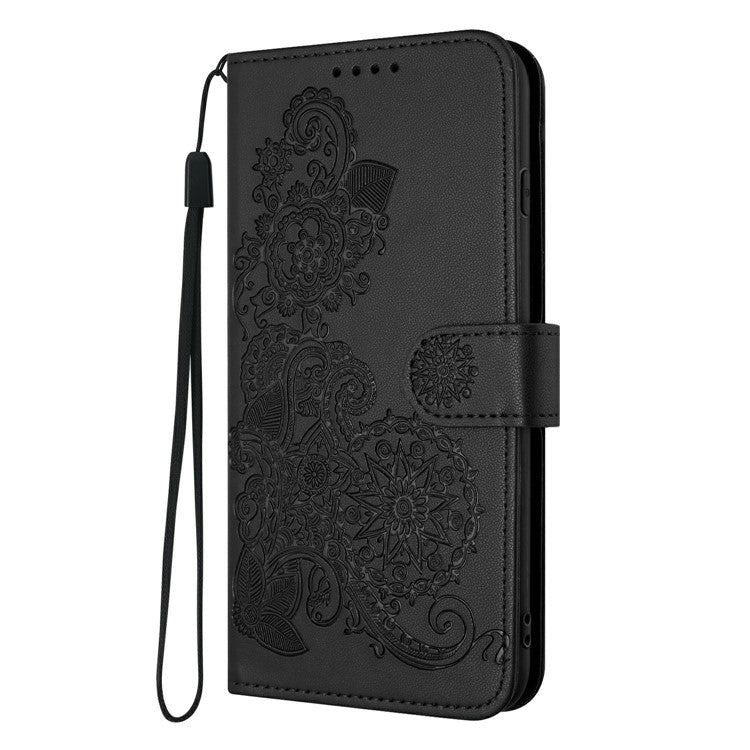 YX0050 For Motorola Moto G35 5G Case Mandala Flower Leather Wallet Phone Cover - Black