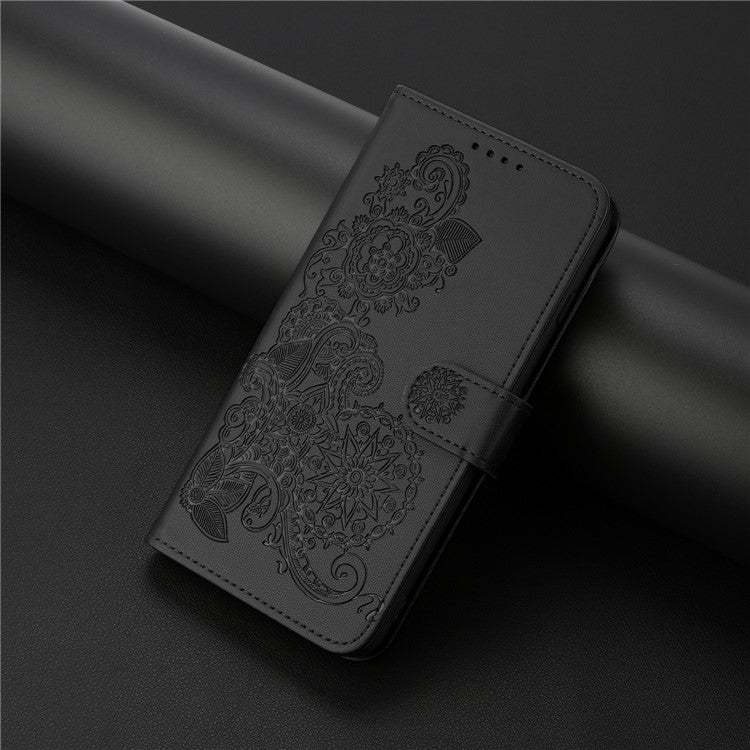 YX0050 For Motorola Moto G35 5G Case Mandala Flower Leather Wallet Phone Cover - Black