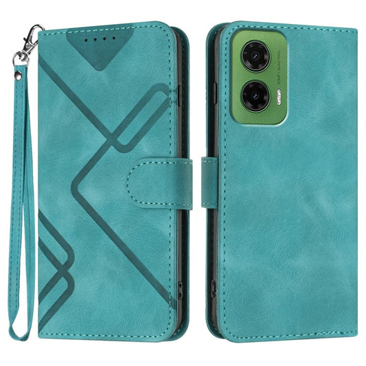 YX0040 For Motorola Moto G35 5G Case Leather Phone Cover Geometry Pattern - Baby Blue