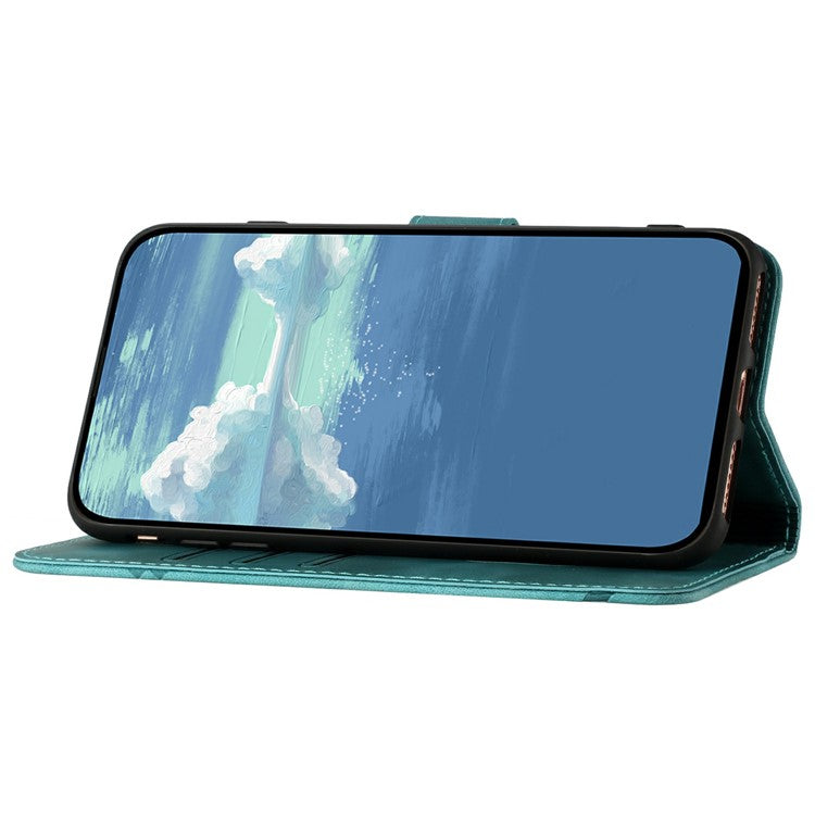YX0040 For Motorola Moto G35 5G Case Leather Phone Cover Geometry Pattern - Baby Blue