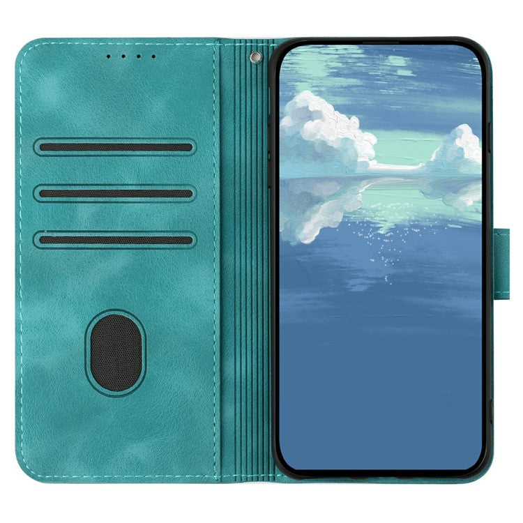 YX0040 For Motorola Moto G35 5G Case Leather Phone Cover Geometry Pattern - Baby Blue