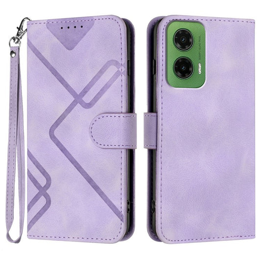 YX0040 For Motorola Moto G35 5G Case Leather Phone Cover Geometry Pattern - Light Purple