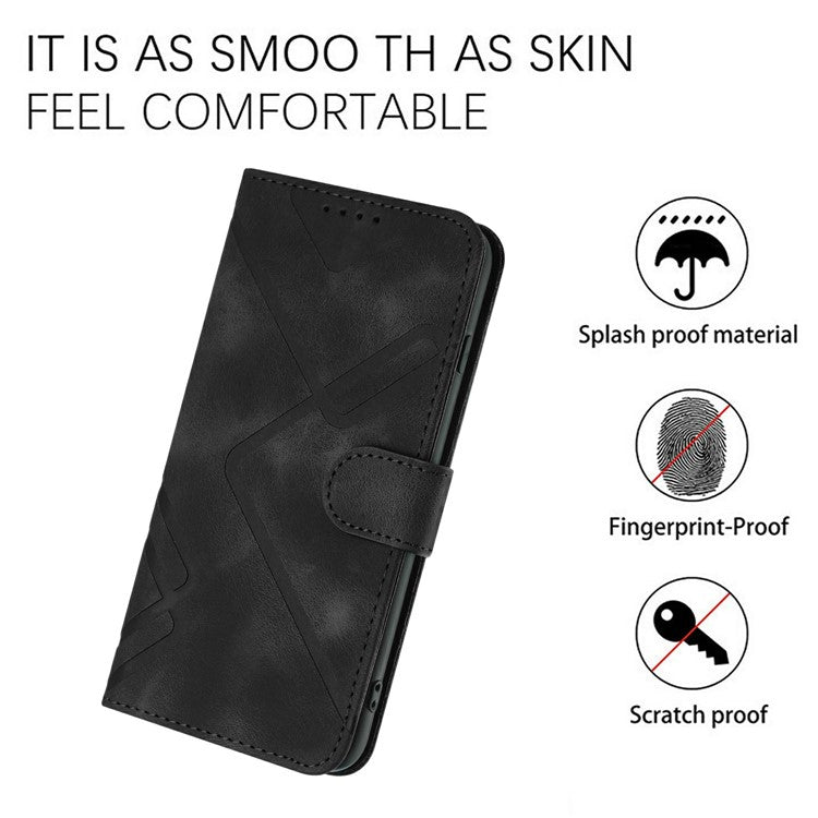 YX0040 For Motorola Moto G35 5G Case Leather Phone Cover Geometry Pattern - Black