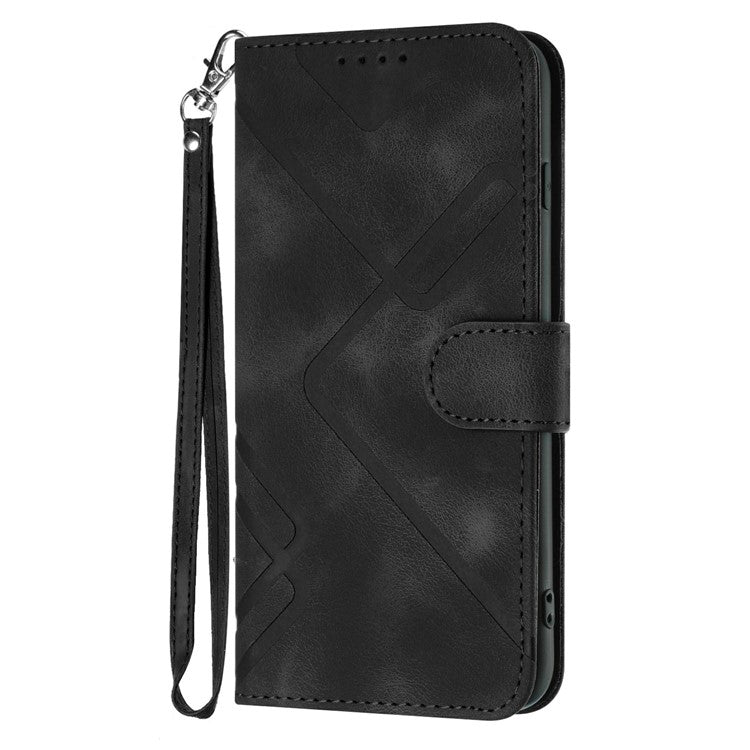YX0040 For Motorola Moto G35 5G Case Leather Phone Cover Geometry Pattern - Black
