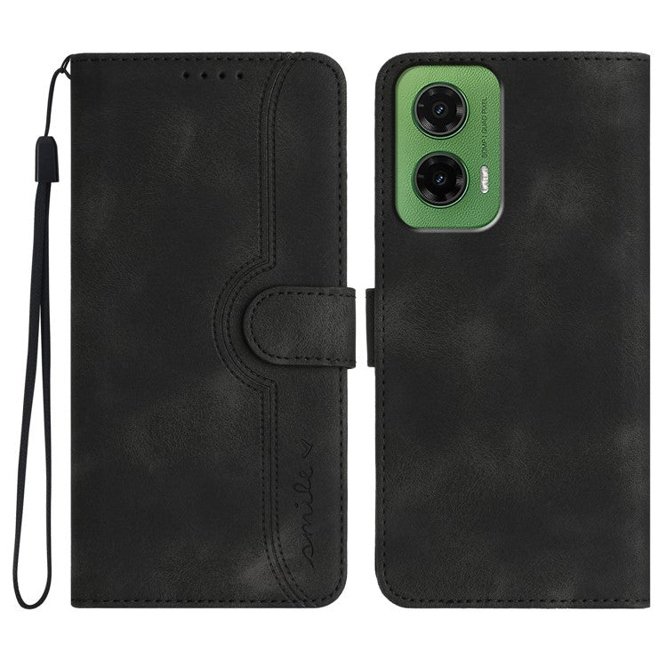 YX0030 For Motorola Moto G35 5G Case Leather Phone Cover Wallet Stand Design - Black