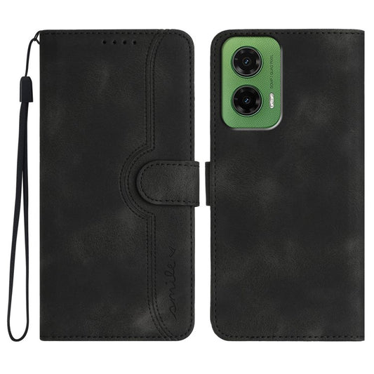 YX0030 For Motorola Moto G35 5G Case Leather Phone Cover Wallet Stand Design - Black