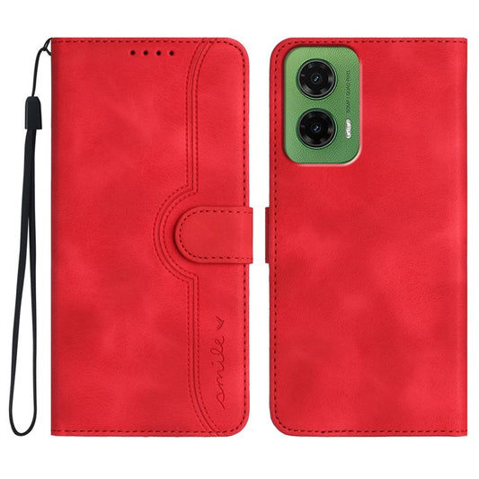 YX0030 For Motorola Moto G35 5G Case Leather Phone Cover Wallet Stand Design - Red