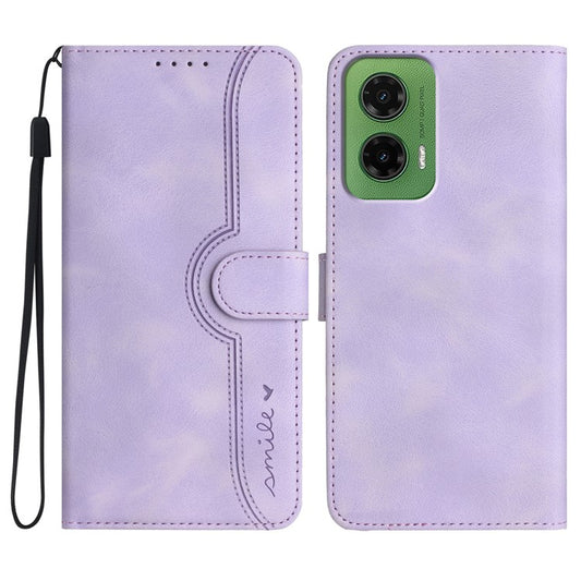 YX0030 For Motorola Moto G35 5G Case Leather Phone Cover Wallet Stand Design - Light Purple