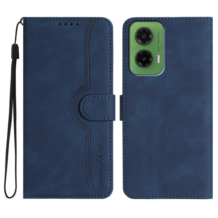 YX0030 For Motorola Moto G35 5G Case Leather Phone Cover Wallet Stand Design - Sapphire