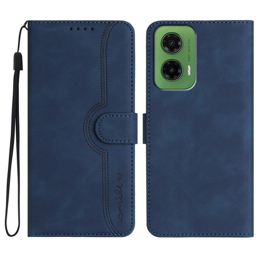 YX0030 For Motorola Moto G35 5G Case Leather Phone Cover Wallet Stand Design - Sapphire