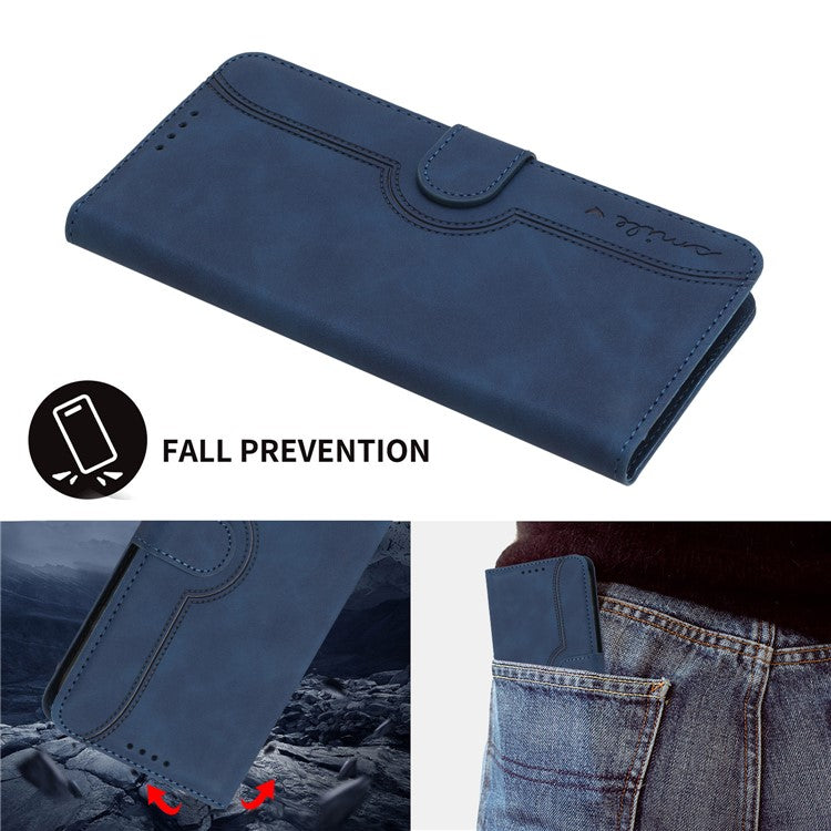 YX0030 For Motorola Moto G35 5G Case Leather Phone Cover Wallet Stand Design - Sapphire