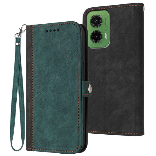 YX0020 For Motorola Moto G35 5G Case Wallet Stand Skin Touch Leather Phone Cover - Blackish Green
