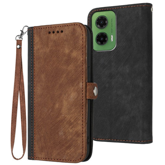 YX0020 For Motorola Moto G35 5G Case Wallet Stand Skin Touch Leather Phone Cover - Coffee