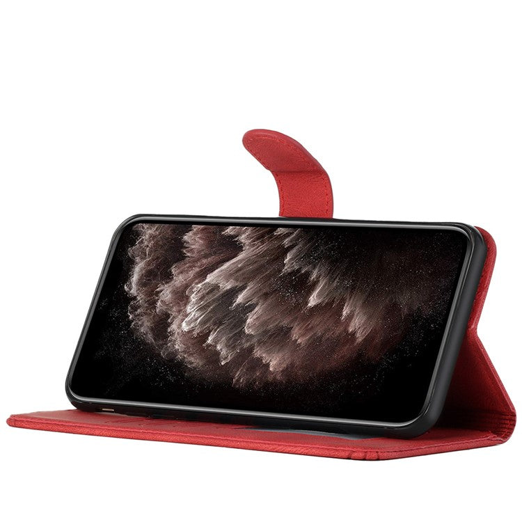 YX0010 Series for Motorola Moto G35 5G Wallet Case Rhombus Lines Leather Phone Cover - Red