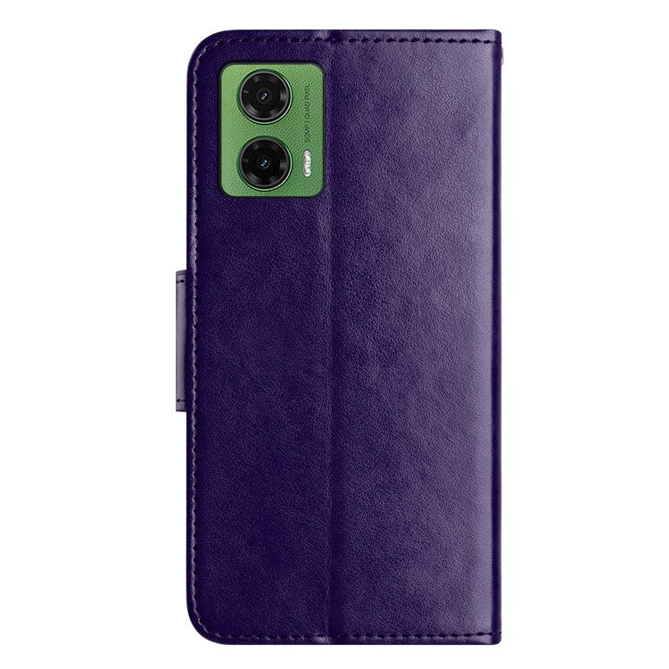 For Motorola Moto G35 5G Case Imprinted Mini Butterfly Leather Wallet Phone Cover - Dark Purple