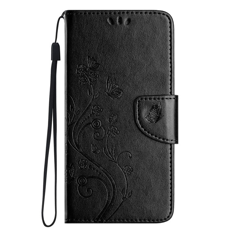 For Motorola Moto G35 5G Case Imprinted Mini Butterfly Leather Wallet Phone Cover - Black