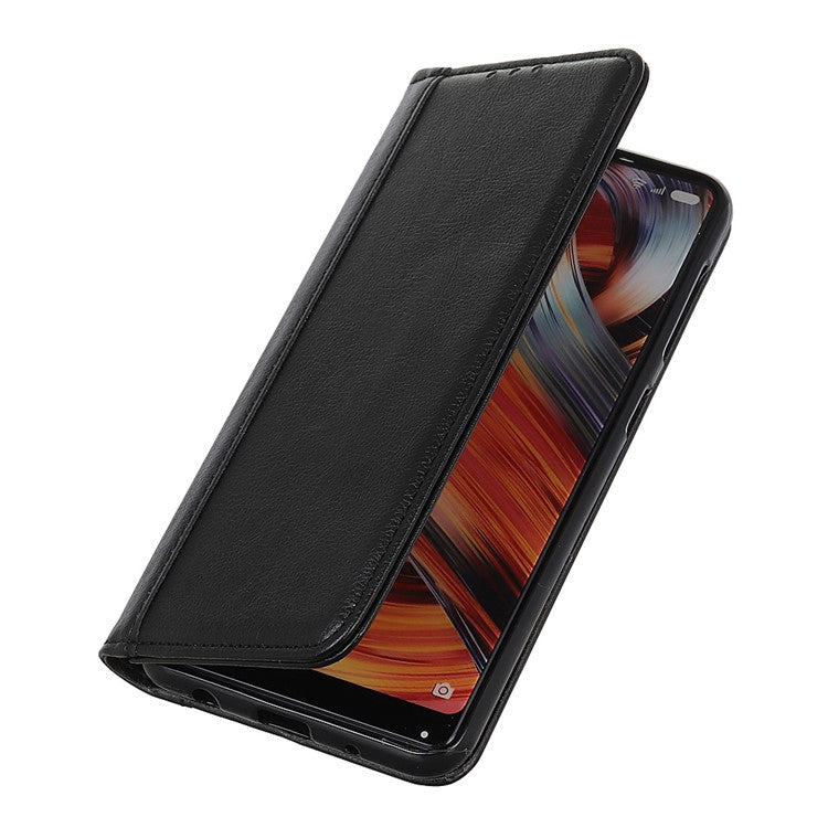For Motorola Moto G35 5G Stand Case Split Leather Litchi Texture Wallet Phone Cover - Black