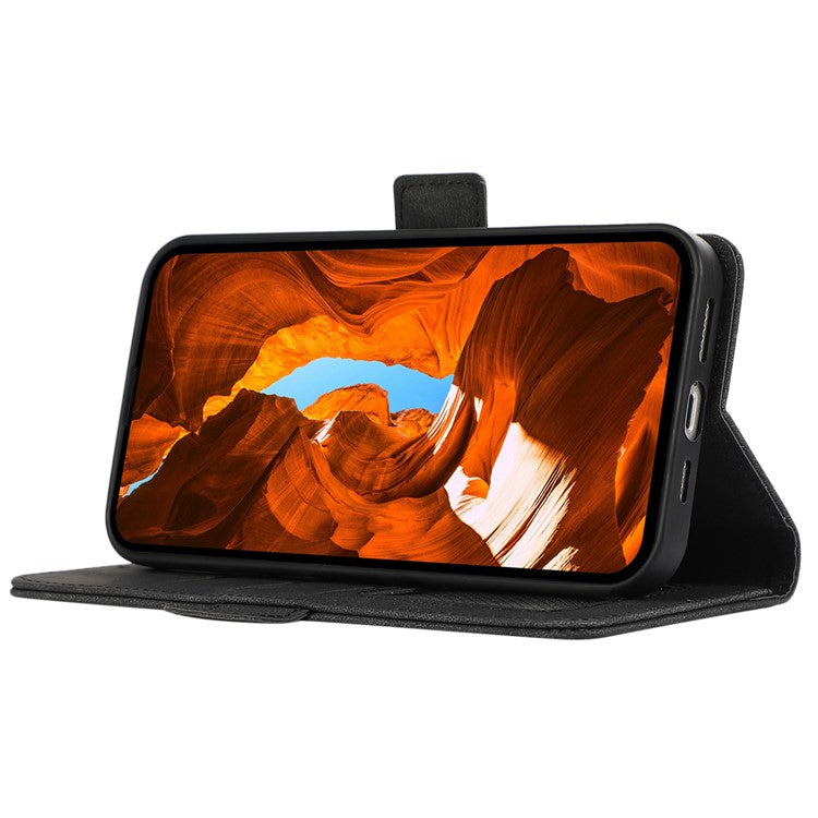 ABEEL For Motorola Moto G35 5G Case PU Leather Folio Stand View RFID Blocking Phone Cover - Black