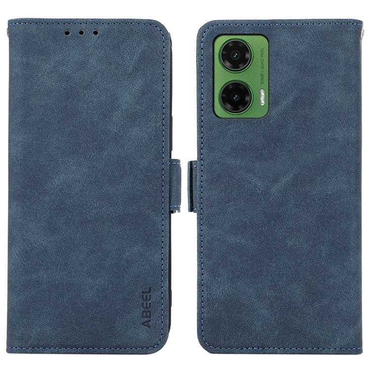ABEEL For Motorola Moto G35 5G Case PU Leather Folio Stand View RFID Blocking Phone Cover - Blue