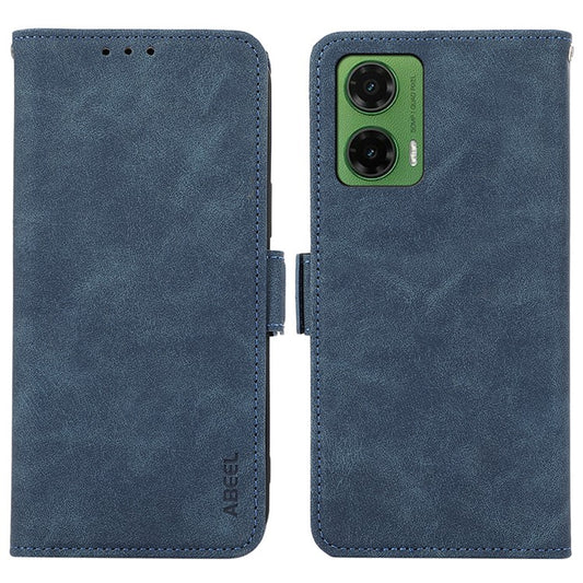 ABEEL For Motorola Moto G35 5G Case PU Leather Folio Stand View RFID Blocking Phone Cover - Blue