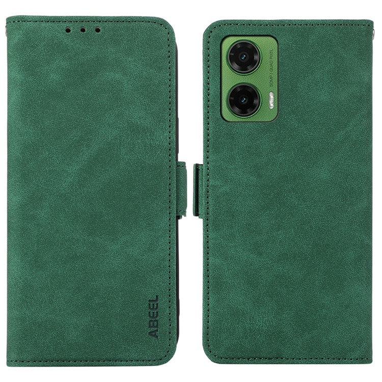 ABEEL For Motorola Moto G35 5G Case PU Leather Folio Stand View RFID Blocking Phone Cover - Green